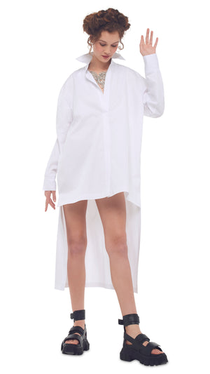 HI LOW OVERSIZED BF NK SHIRT – White – Norma Kamali