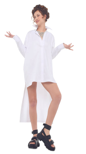 HI LOW OVERSIZED BF NK SHIRT – White – Norma Kamali