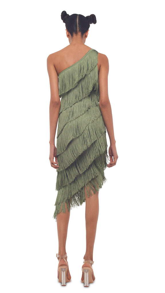 FRINGE ONE SHOULDER DRESS