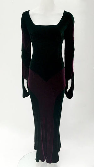 SPLICED BIAS JEWEL TONED GOWN EXTENDED SLEEVE - 2 #1 Thumbnail