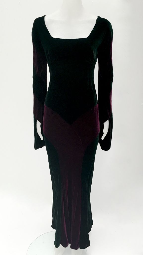 SPLICED BIAS JEWEL TONED GOWN EXTENDED SLEEVE - 2 #1