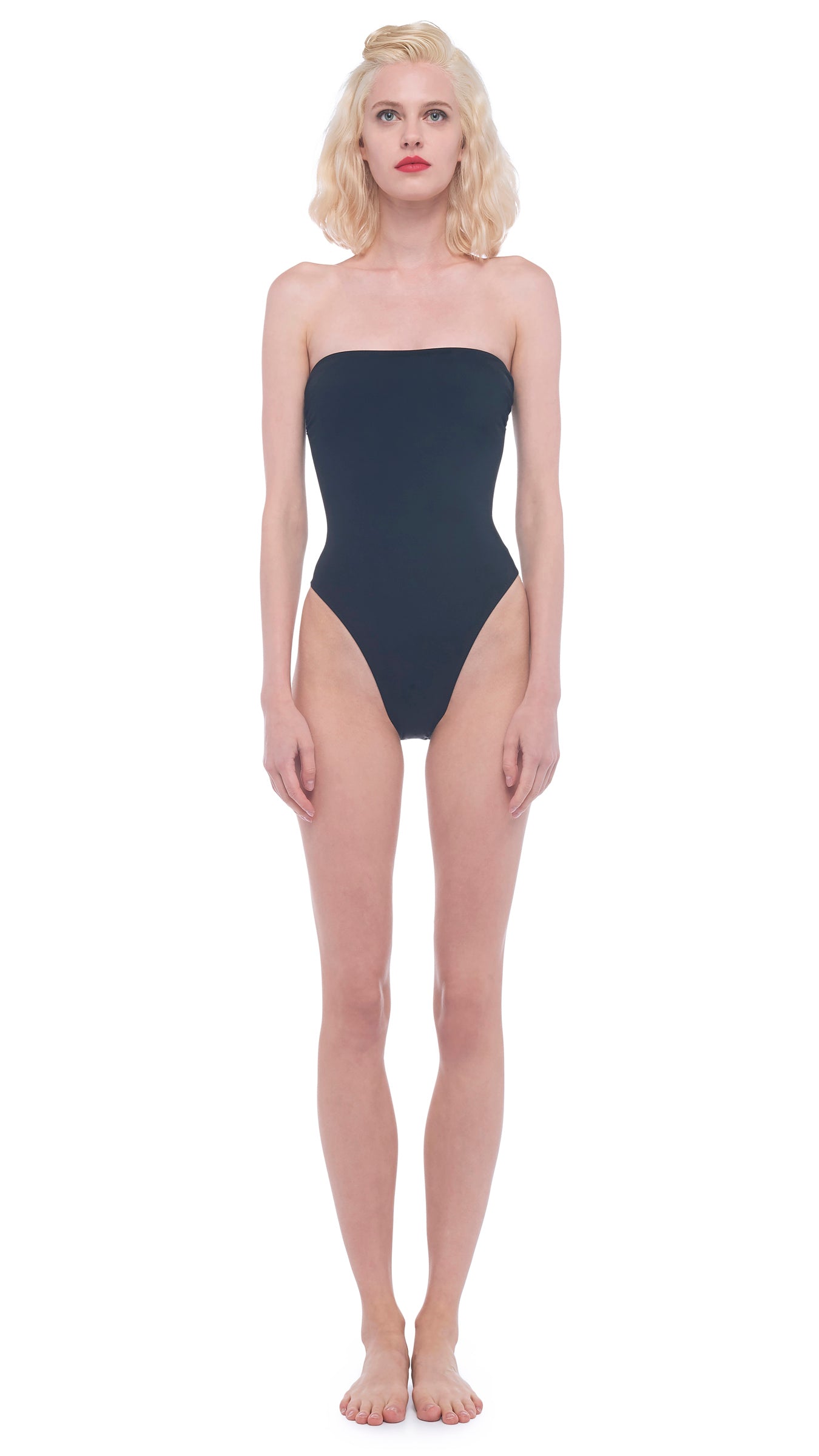 Bishop strapless swimsuit in brown - Norma Kamali