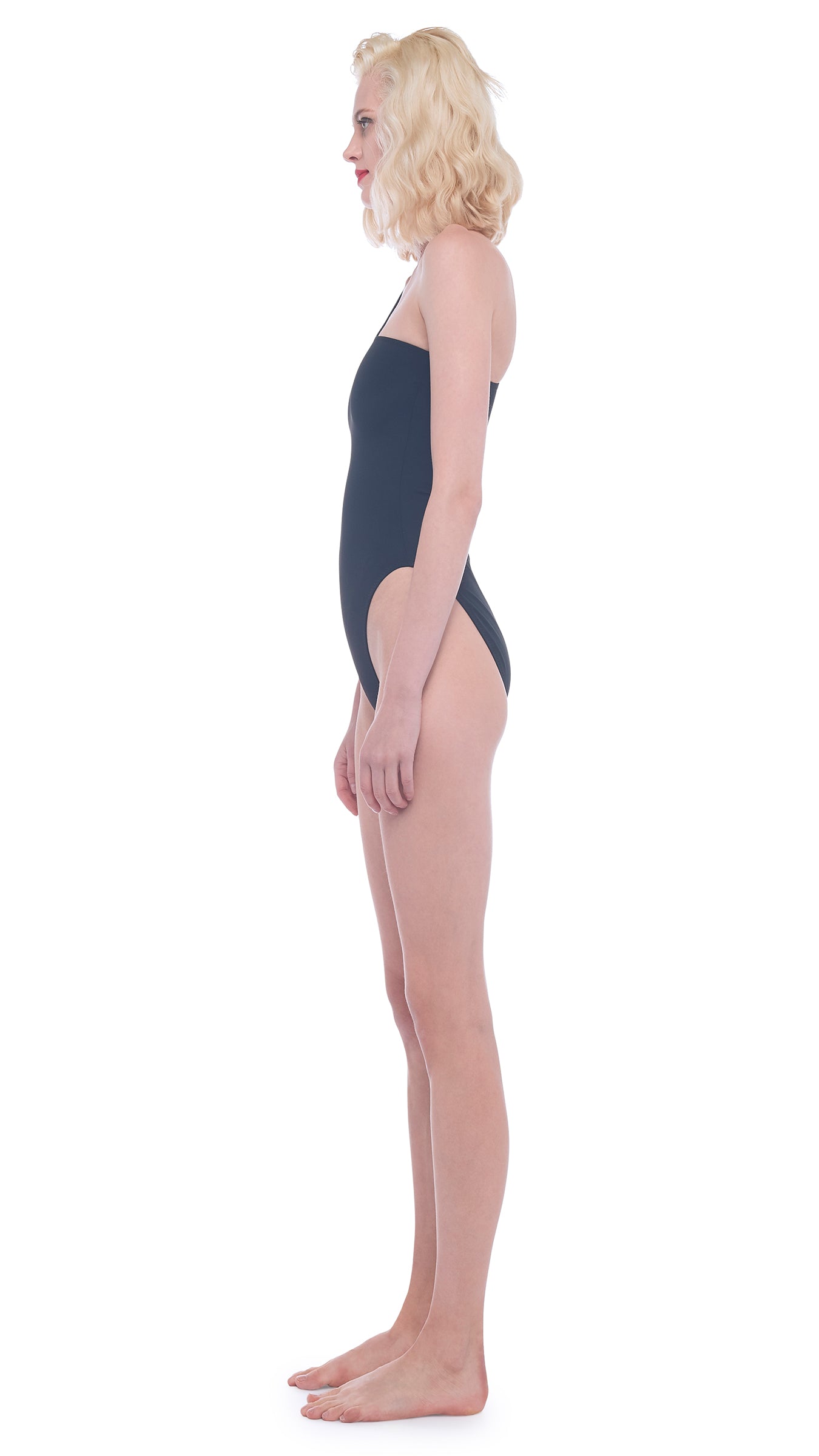 Norma Kamali Illusion Mesh One Shoulder One Piece Swimsuit