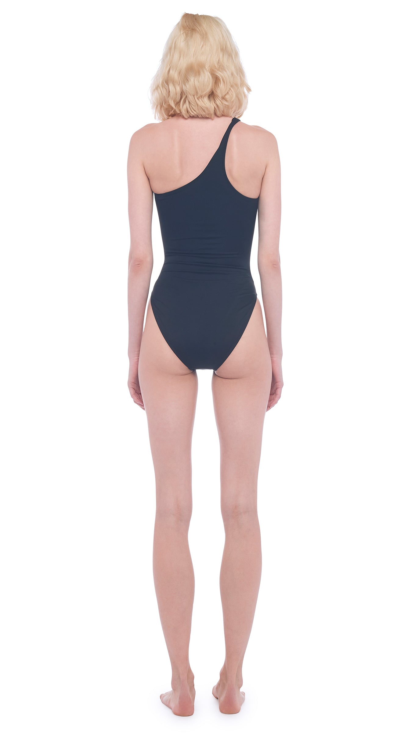 Norma Kamali Snake Mesh One-Shoulder Swimsuit