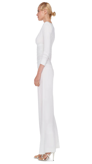V NECK L/S SHIRRED WAIST JUMPSUIT #2 Thumbnail