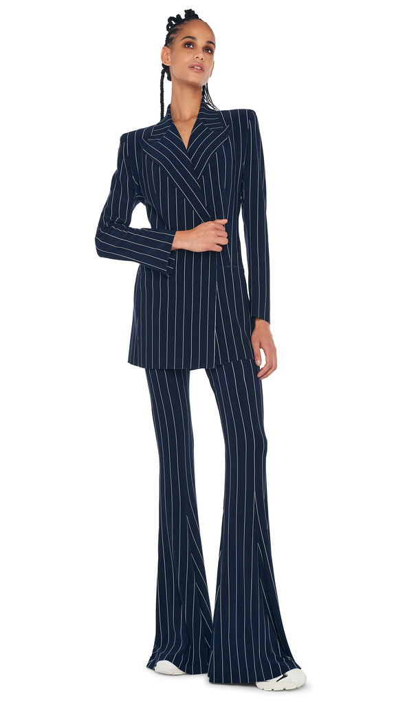 CLASSIC DOUBLE BREASTED JACKET – True Navy Pinstripe – Norma Kamali