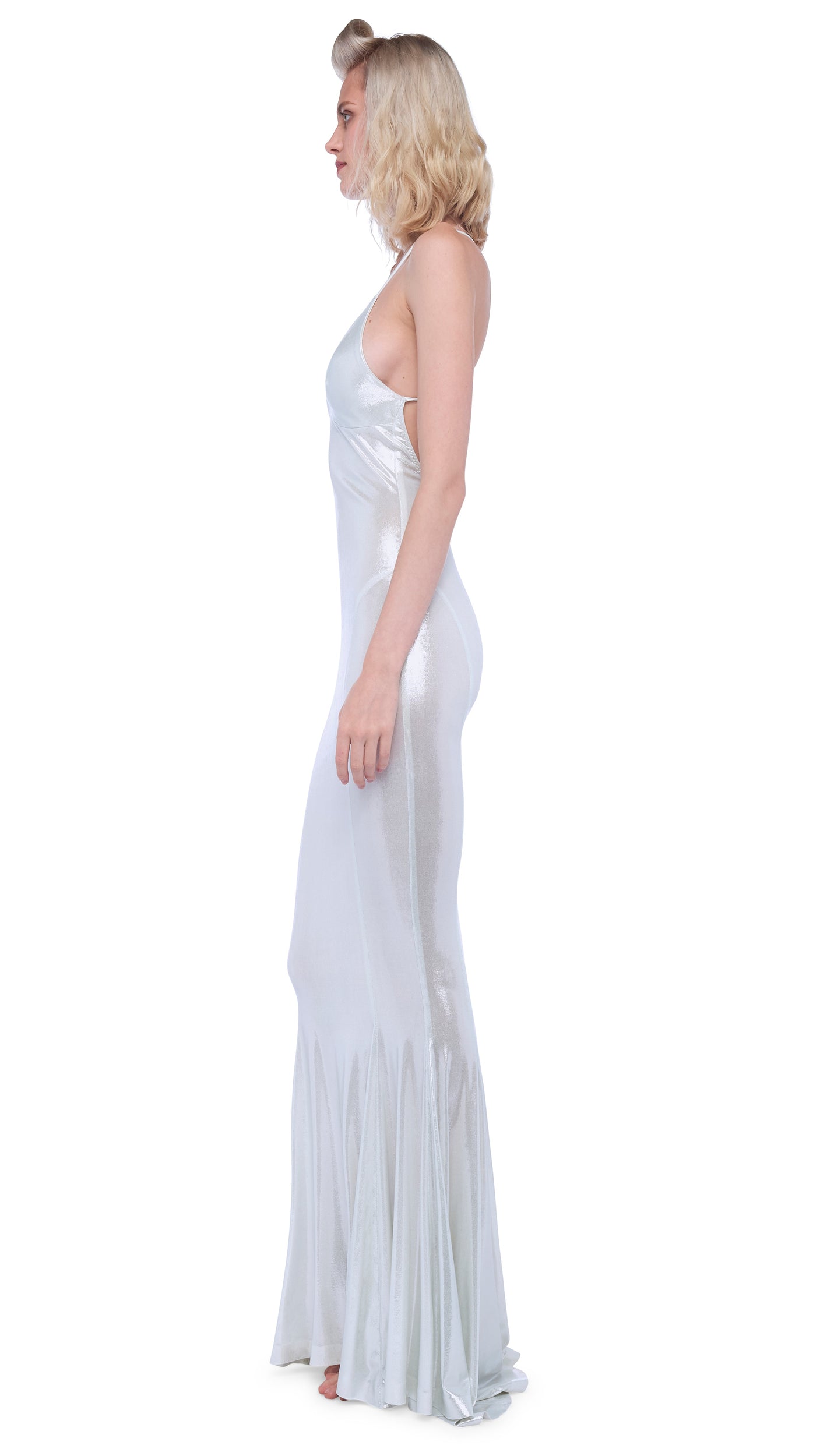 LOW BACK SLIP FISHTAIL GOWN – Pearl – Norma Kamali