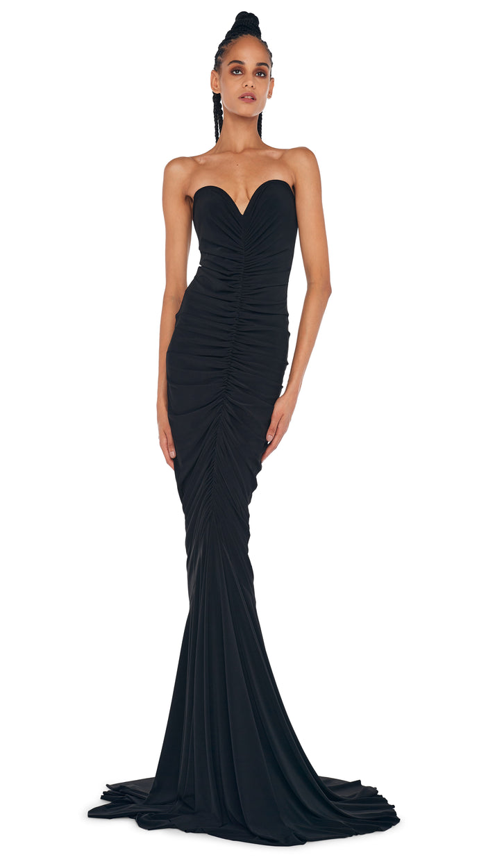 STRAPLESS SHIRRED FRONT FISHTAIL GOWN #5