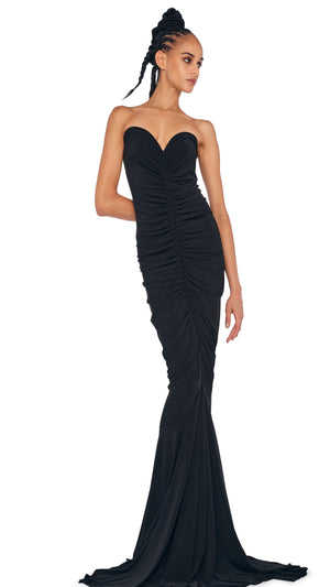 STRAPLESS SHIRRED FRONT FISHTAIL GOWN #6 Thumbnail