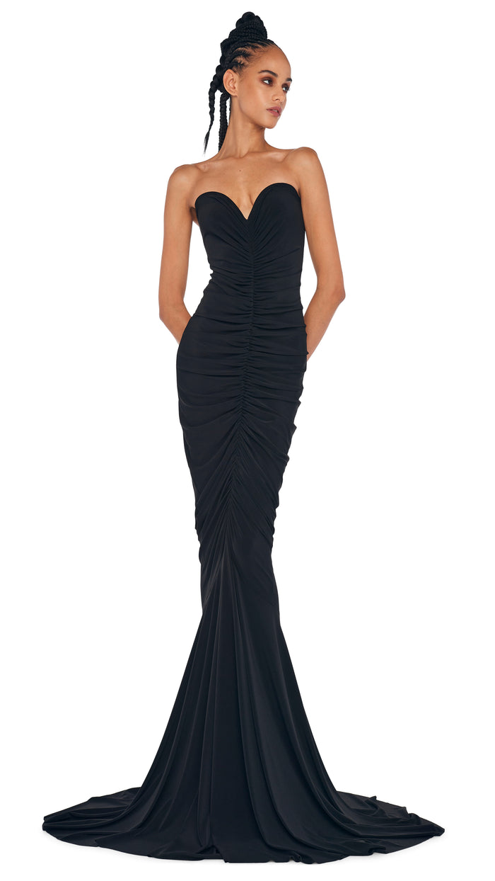 STRAPLESS SHIRRED FRONT FISHTAIL GOWN #7