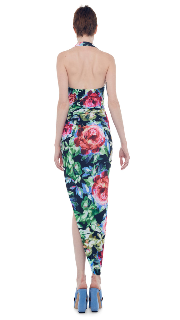 CAYLA SIDE DRAPE GOWN – Rose Garden – Norma Kamali