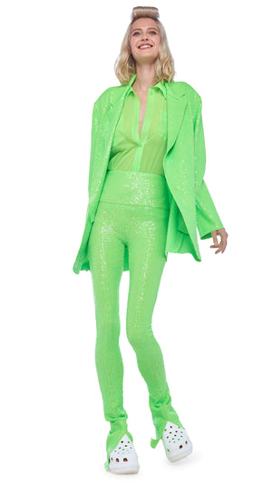 Norma Kamali Petite Sequin Spat Leggings In Neon Green