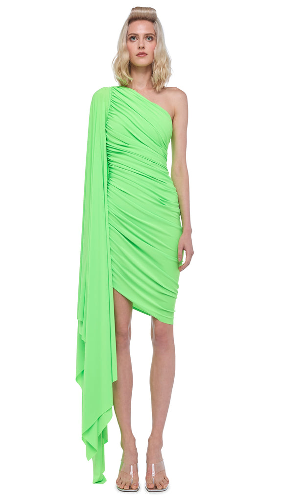 DIANA MINI DRESS W/ SLEEVE – Neon Green – Norma Kamali