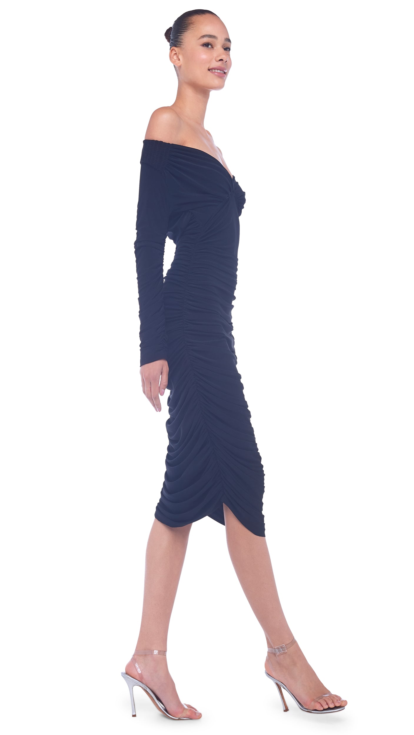 Norma Kamali Long Sleeve Tara Dress Black Xs Norma Kamali Long Sleeve Tara Dress Black Xs
