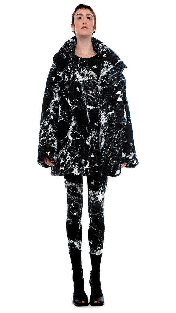 SLEEPING BAG CAR COAT – Black Marble – Norma Kamali