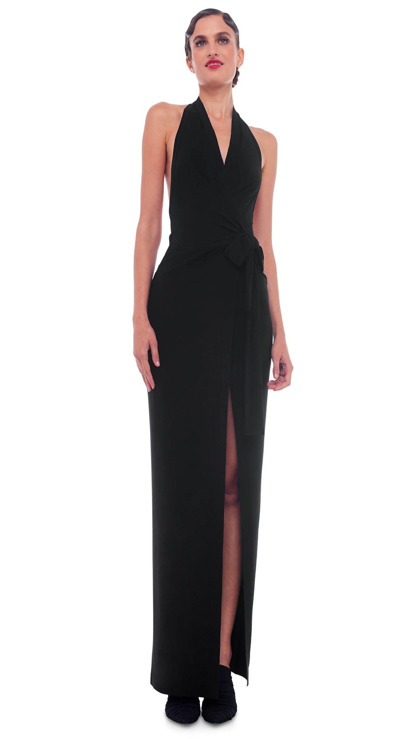 HALTER WRAP STRAIGHT GOWN – Black – Norma Kamali