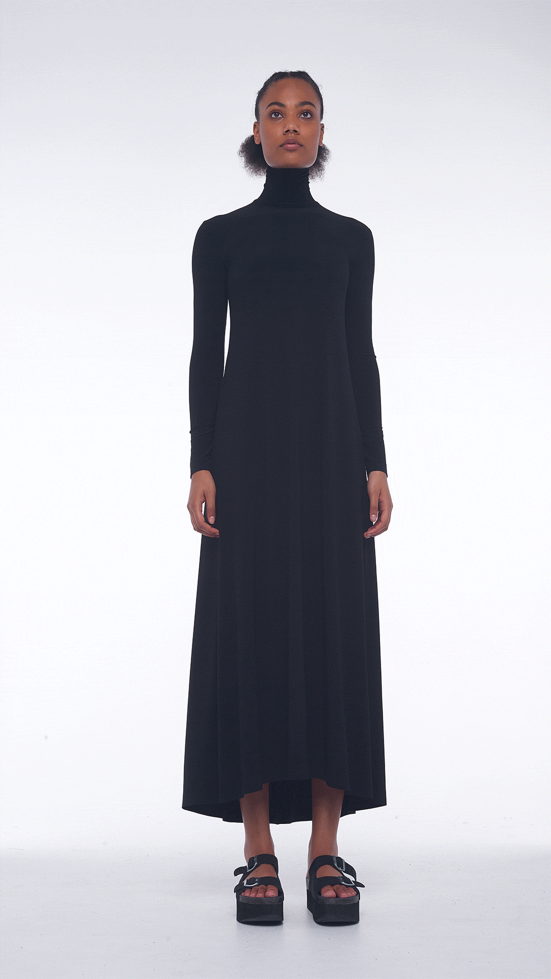 High neck long sleeve swing dress online