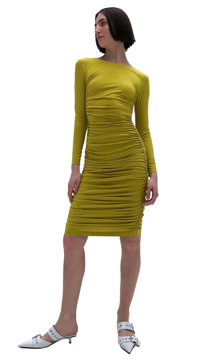 LONG SLEEVE SHIRRED DRESS #1