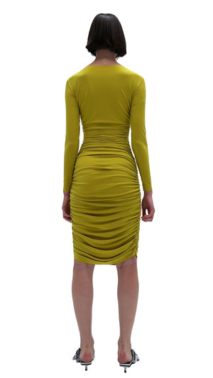 LONG SLEEVE SHIRRED DRESS #3 Thumbnail
