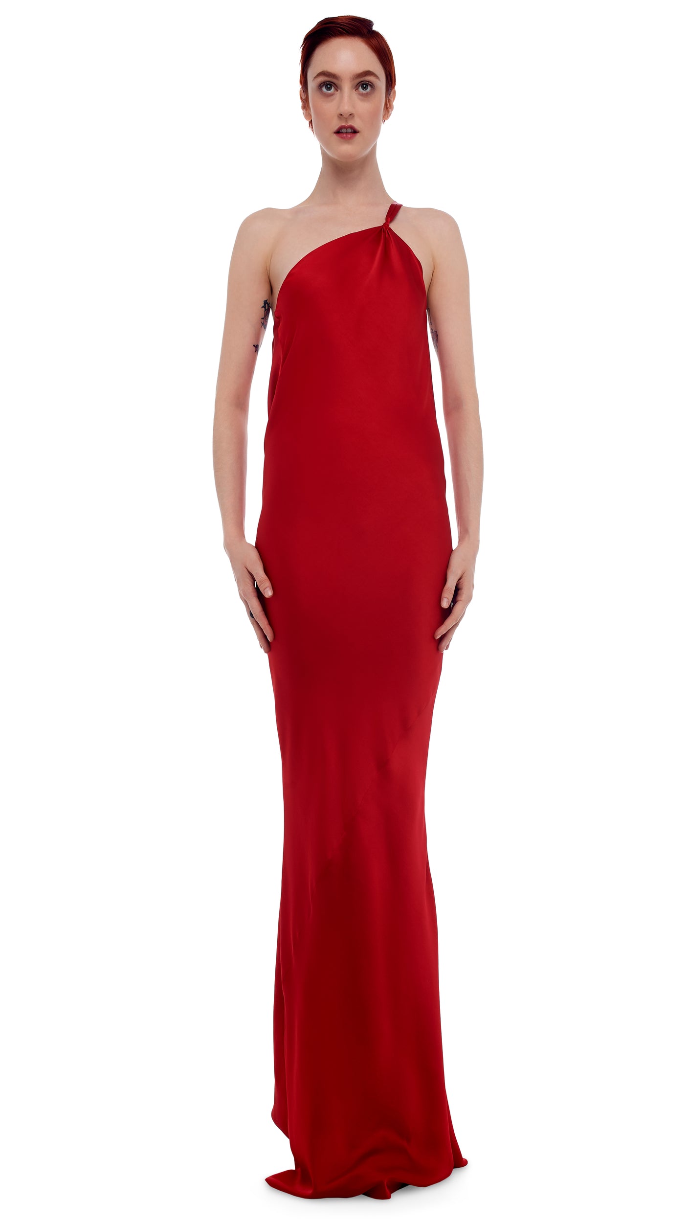 ONE SHOULDER BIAS GOWN – Tiger Red – Norma Kamali