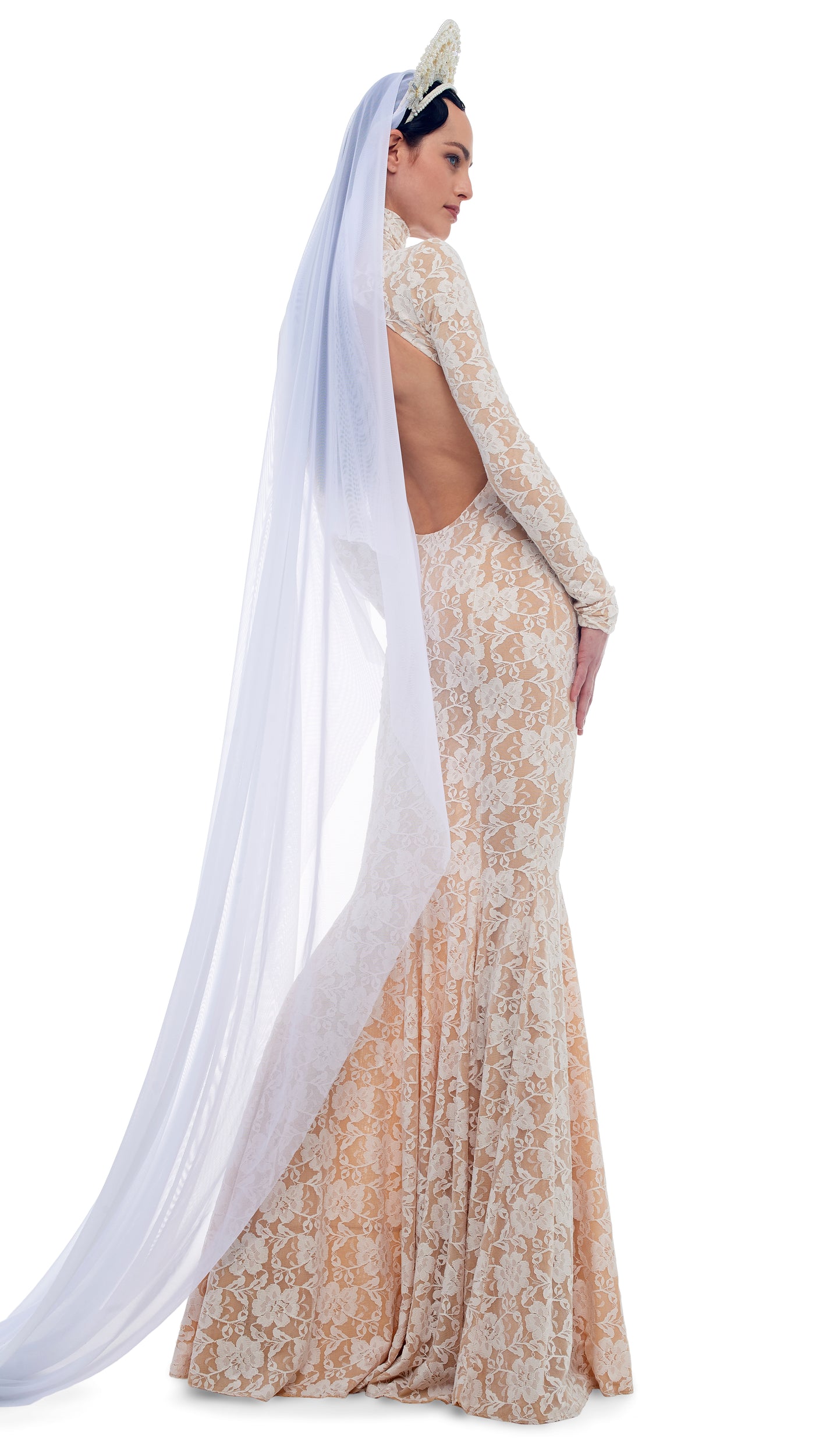 Darani Full Length Lace Trim Robe - Ivory