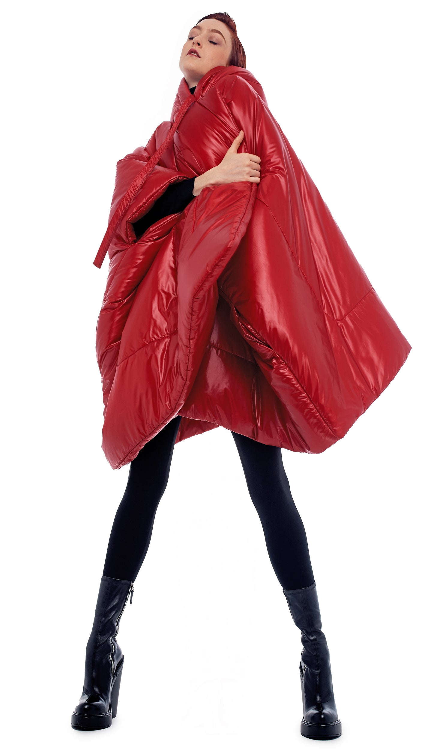 Norma Kamali Large Sleeping Bag Coat Puffer Coat Knee Length Reversible EUC