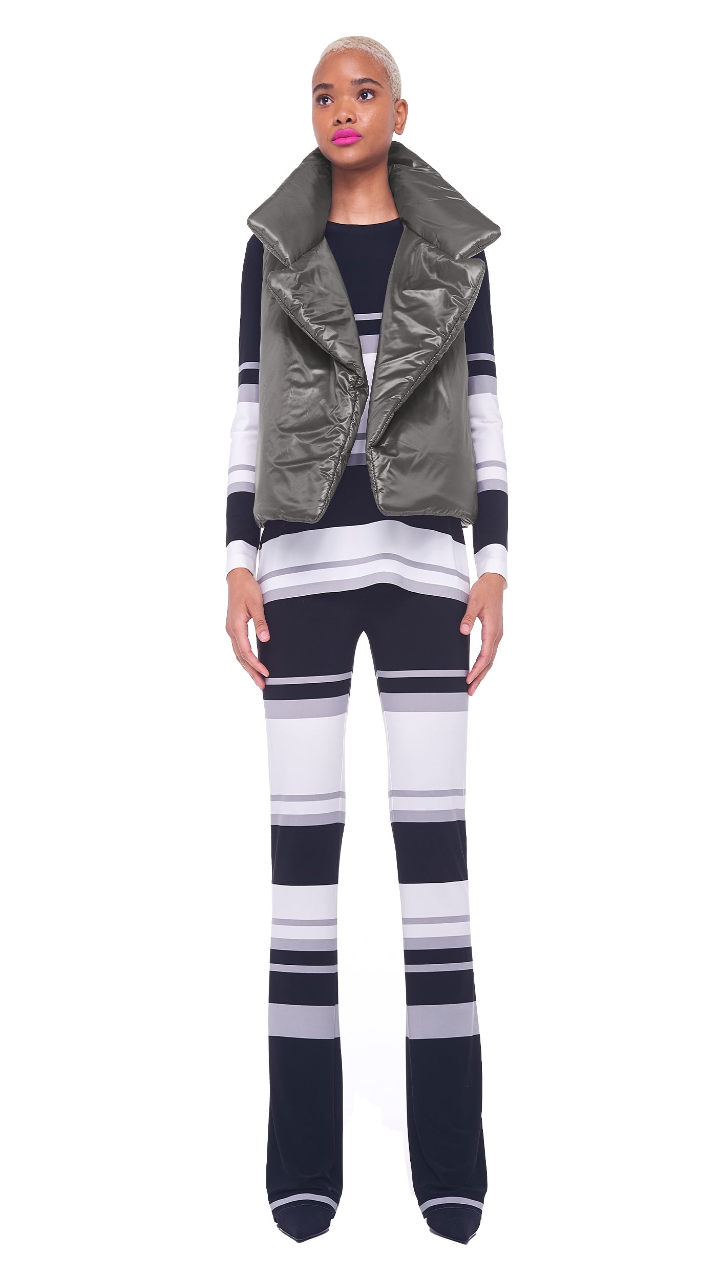 SLEEPING BAG VEST – GREY – Norma Kamali