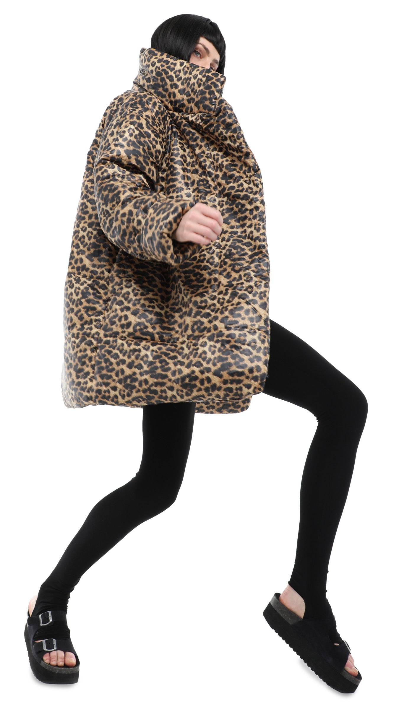 Norma Kamali Sleeping Bag Leopard-print Coat in Brown