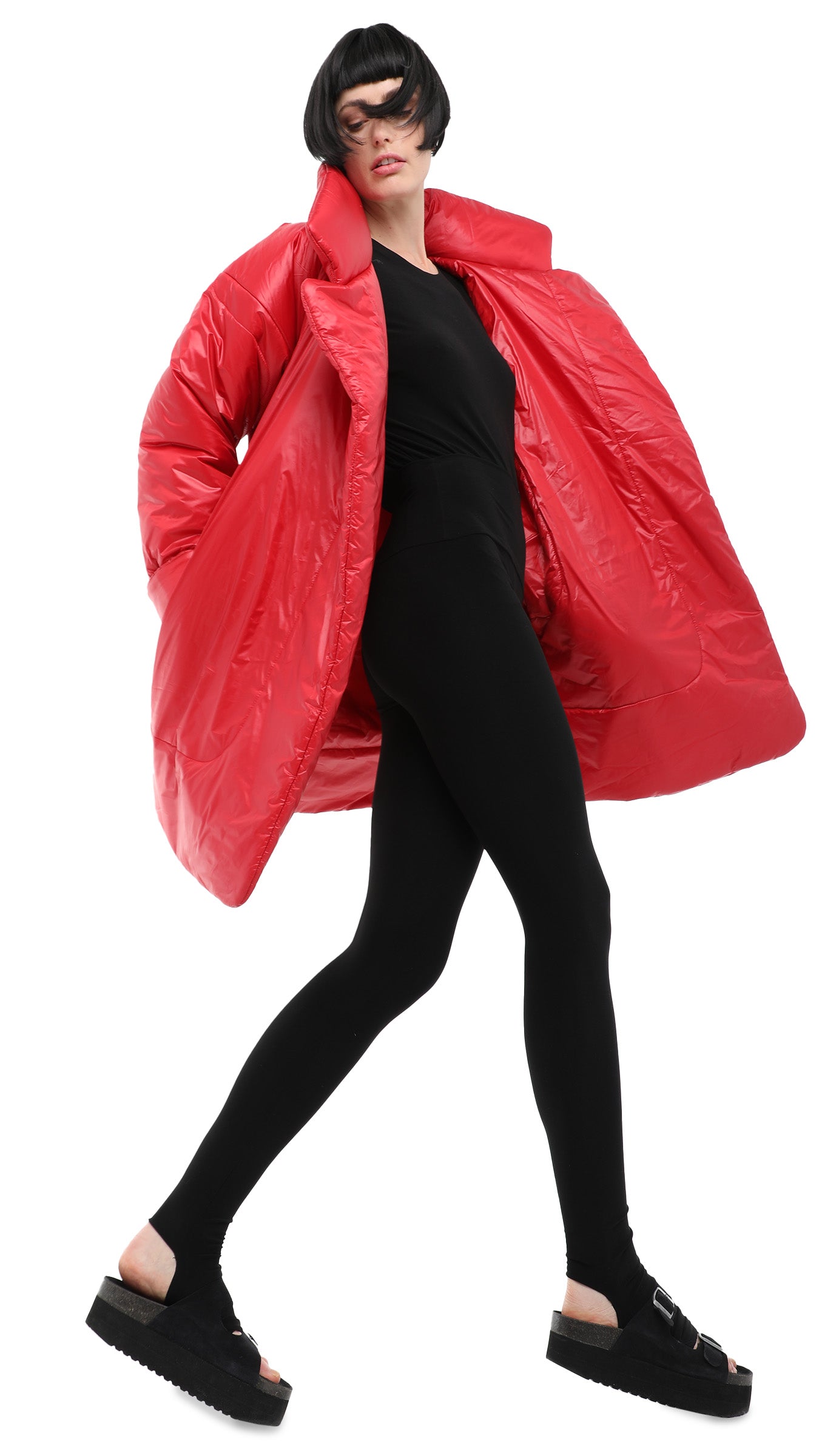Norma Kamali Long Sleeping Bag Coat in Red