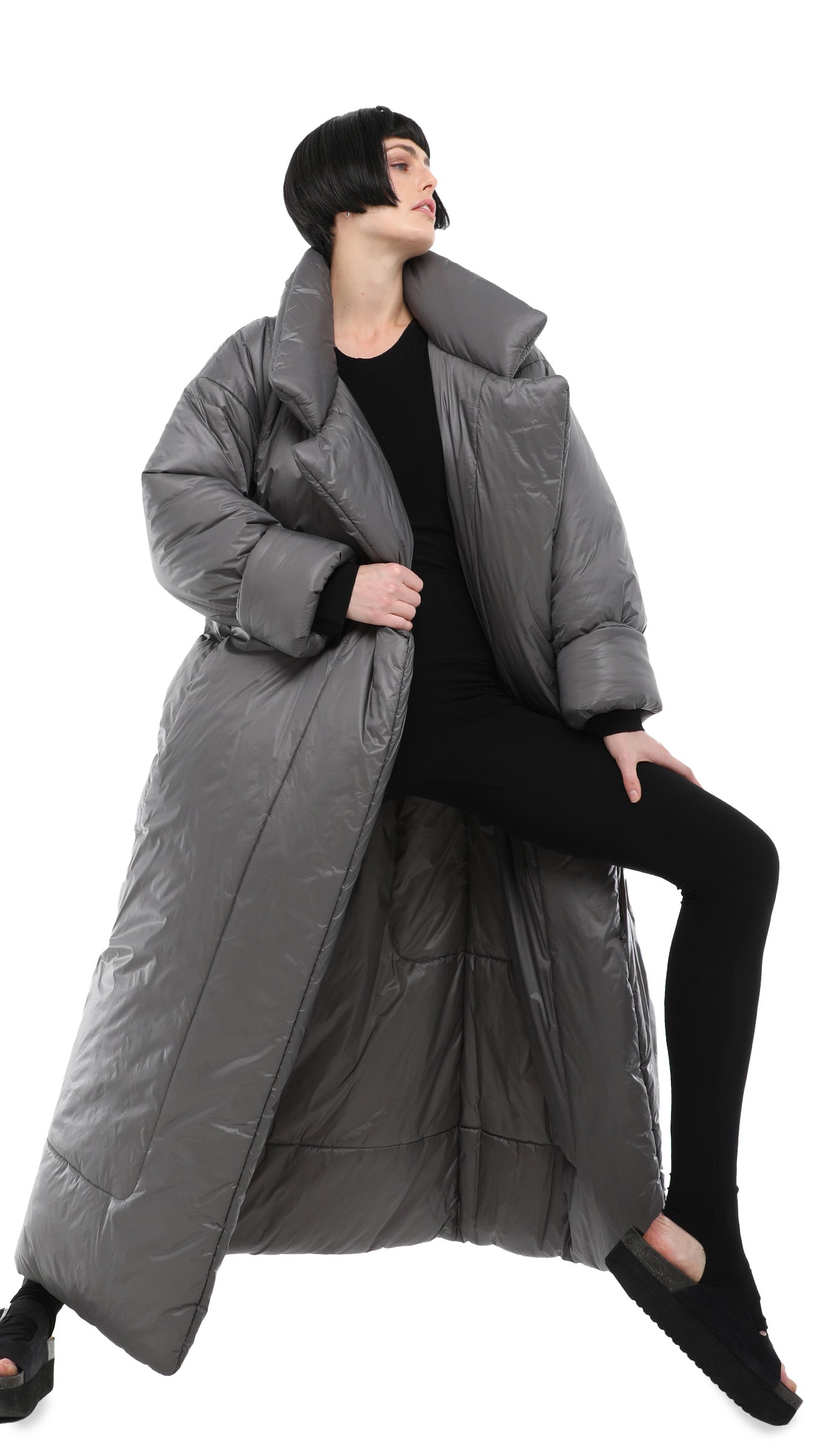 Norma Kamali Sleeping Bag Coat Long - Grey / Size Xs/S