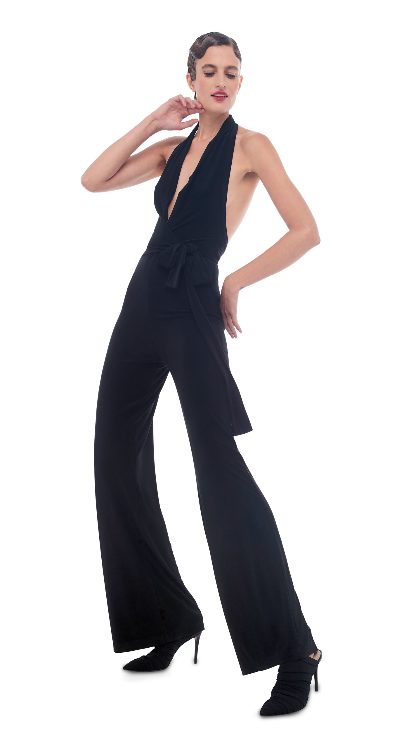 HALTER WRAP JUMPSUIT - Black - Norma Kamali
