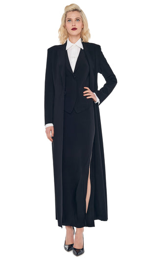 SIDE SLIT LONG SKIRT with SINGLE BREASTED COAT #1 Thumbnail