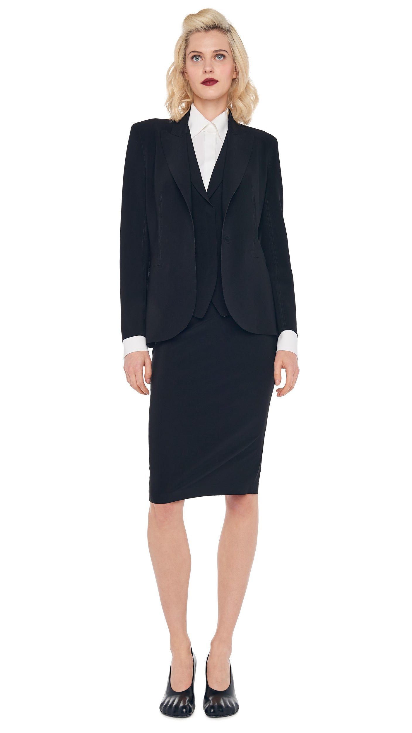 STRAIGHT SKIRT with CLASSIC SINGLE BREASTED JACKET – Norma Kamali