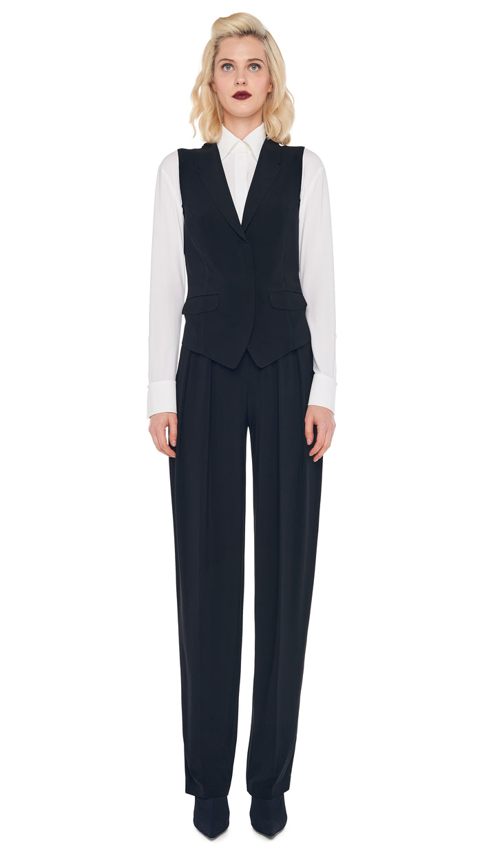TAPERED PLEATED TROUSER with VEST WITH LAPEL #1